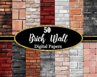 Brick Wall Digital Paper, Brick Background Bundle, Texture, Scrapbook Paper, Digital Download
