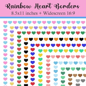 Rainbow Heart Border Clipart, Heart Frame PNG, Valentine Border, Digital Download