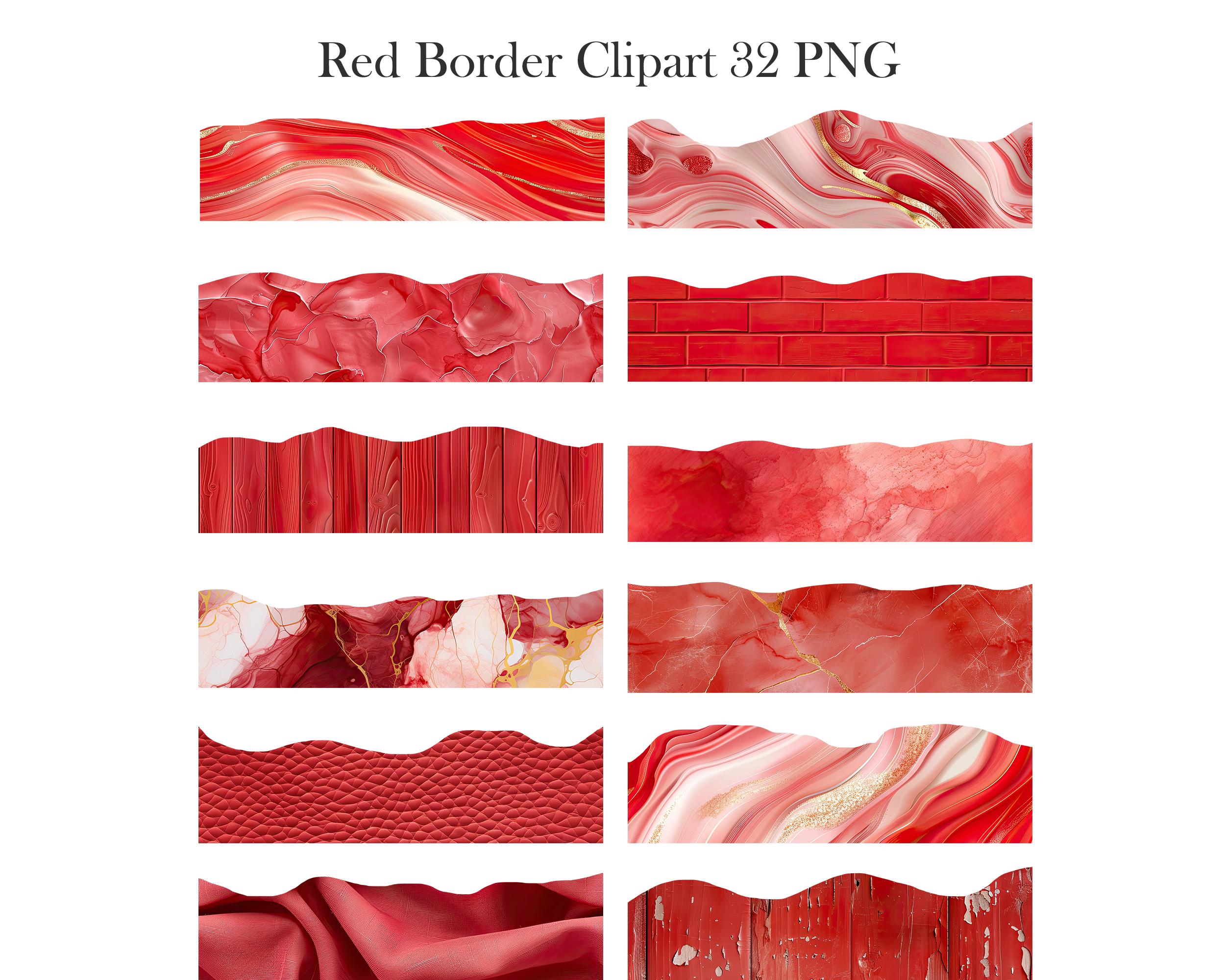 Redvector Borders Red Border Clipart, Red Texture Borders PNG, Scrapbook, Digital ...