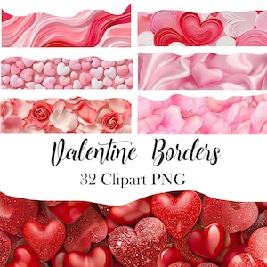 Imágenes prediseñadas de borde de San Valentín, bordes de textura de San Valentín PNG, álbum de recortes, diario basura, descarga digital