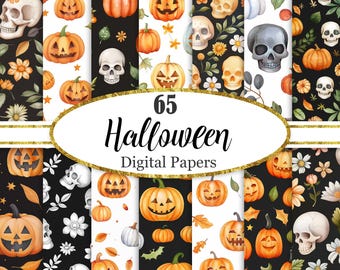 Halloween Digital Paper, Halloween Background Bundle, Scrapbook Paper, Digital Download