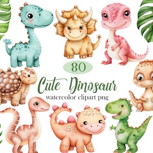 Dinosaurier Clipart, Aquarell niedlichen Dinosaurier PNG Bundle, Dinosaurier Sublimation, digitaler Download