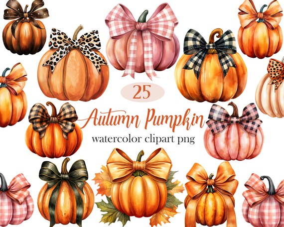 Autumn Pumpkin PNG, Fall Pumpkin Clipart, Pumpkin Bow PNG, Pumpkin Sublimation, Digital Download