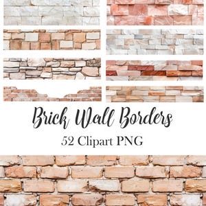 Tegelvägg kant Clipart, kantlinjer PNG, klippbok, skräpjournal, digital nedladdning