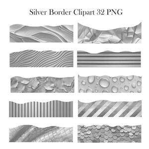 Silver Border Clipart, Silver Texture Borders PNG, Scrapbook, Digital ...