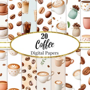 Coffee Digital Paper, Coffee Background, Scrapbook Paper, Digital Download