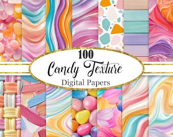 Candy Digital Papers, Colorful Background, Scrapbook Paper