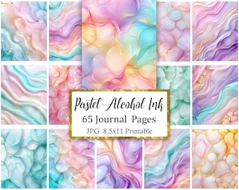 Pastel Alcohol Ink Journal Pages, Digital Paper Background