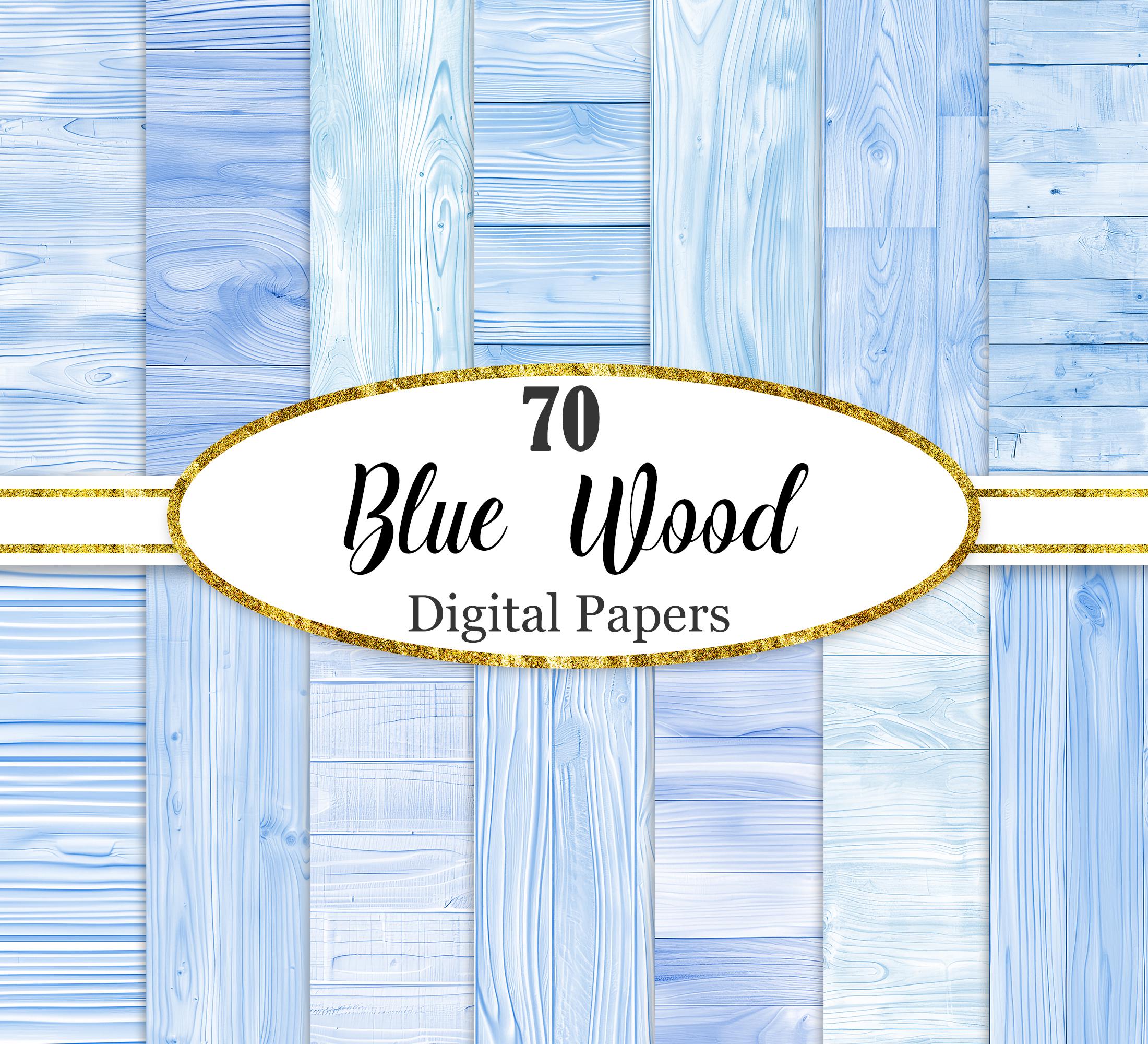 Blue Wood Digital Paper, Wood Background, Wood Texture, Scrapbook Paper