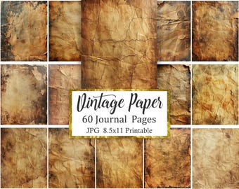 Vintage Paper Journal Pages, Digital Paper, Background
