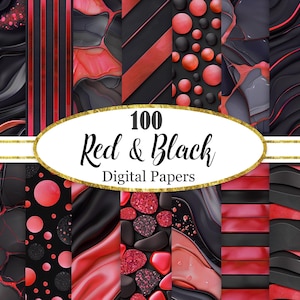 Papier numérique rouge et noir, lot de fond noir, texture rouge, papier de scrapbooking, téléchargement numérique