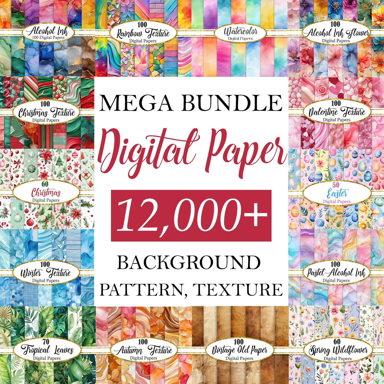Digital Paper Bundle, Background Bundle, Texture, Scrapbook Paper ...