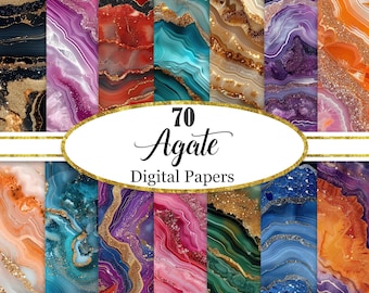 Agate Digital Paper, Marble Glitter Background, Scrapbook Papers