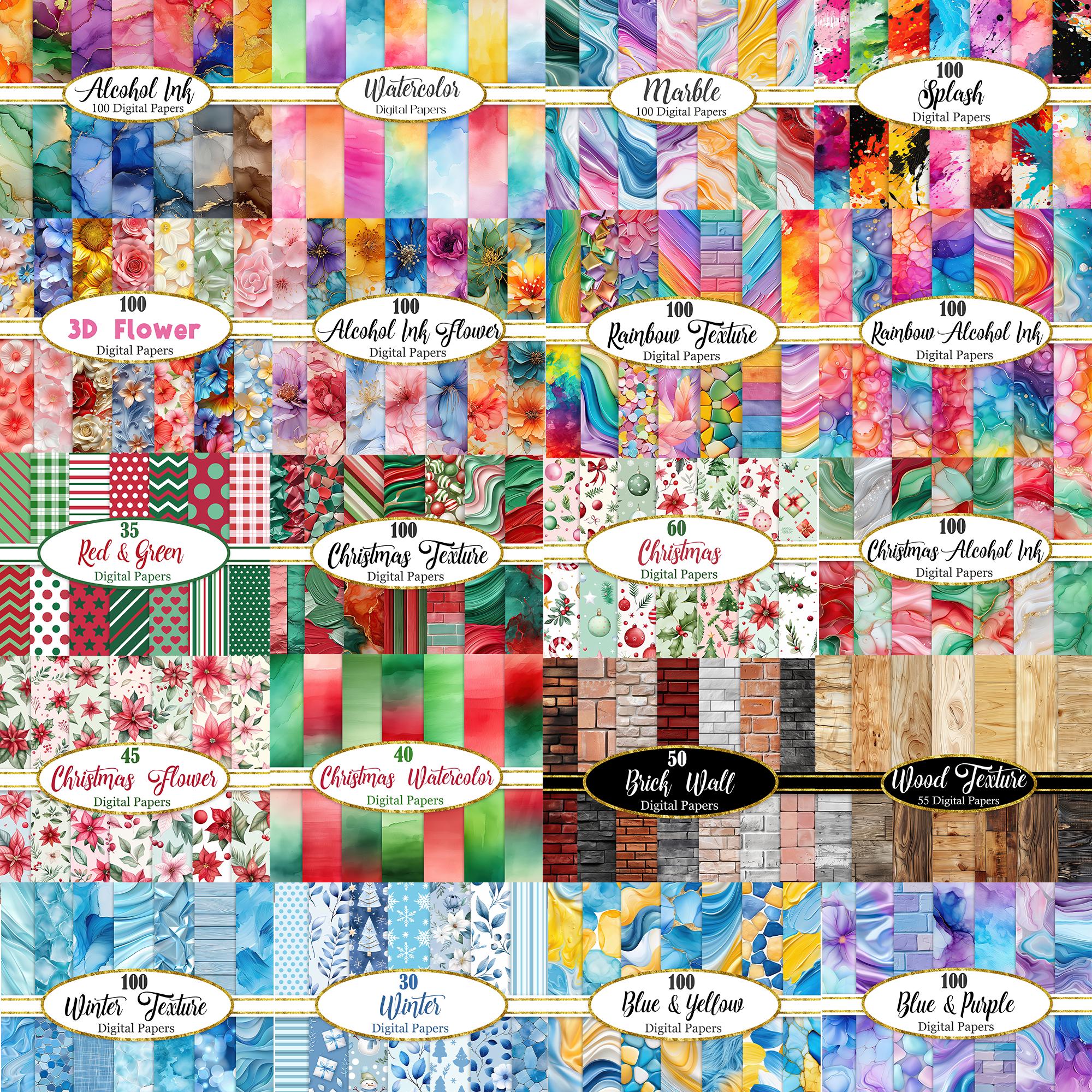 Digital Paper Bundle, Background Bundle, Texture, Scrapbook Paper ...