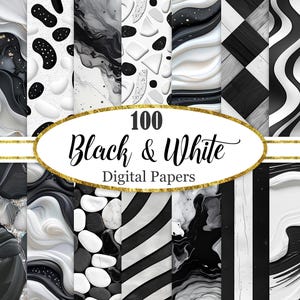 Papel digital preto e branco, pacote com fundo preto e branco, textura, papel para scrapbook, download digital