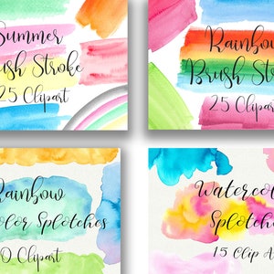 Watercolor Brush Stroke Clipart Bundle, Watercolor Splash PNG ...