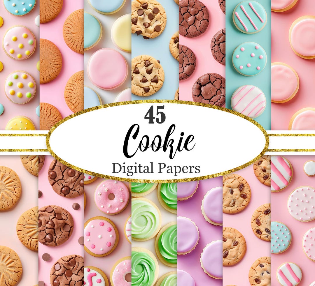 Cookie Digital Paper, Dessert Background - Etsy