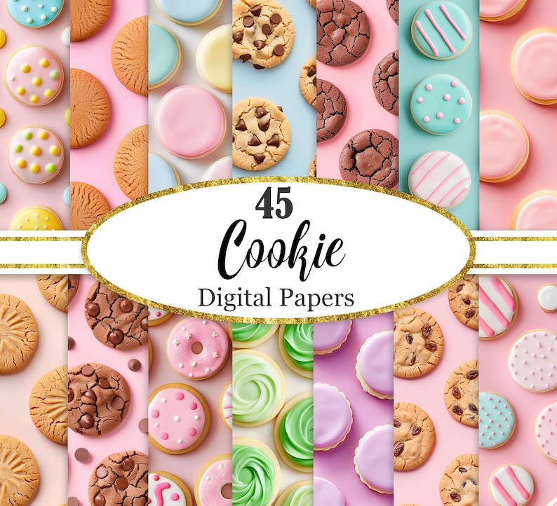 Cookie Digital Paper, Dessert Background - Etsy