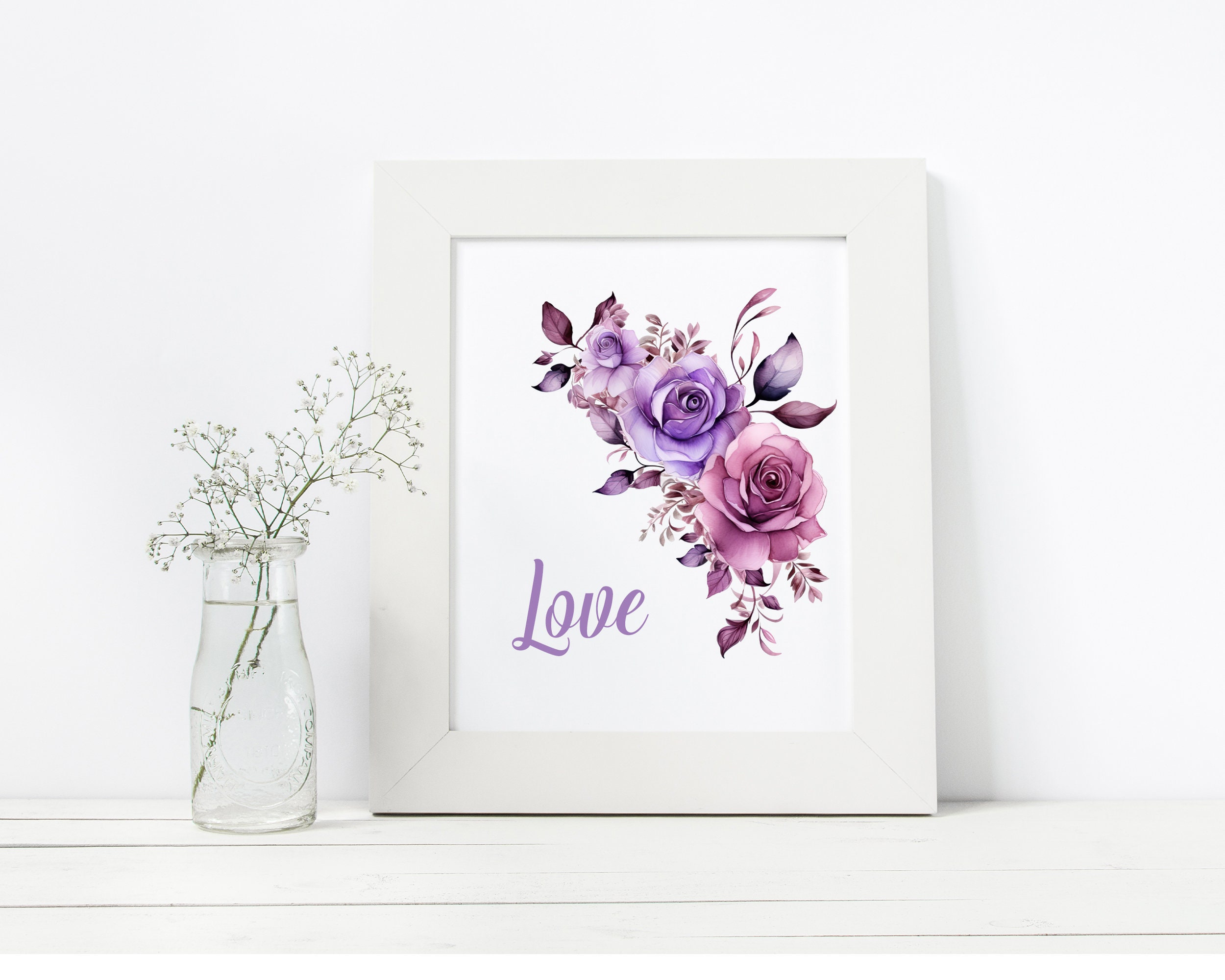 Purple Rose PNG, Watercolor Purple Rose Border Clipart, Rose Corner ...