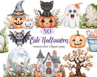Halloween PNG, Cute Halloween Clipart Bundle, Halloween Sublimation, Halloween Pumpkin, Digital Download