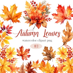 Herbstblätter Clipart, Aquarell Herbst Blatt Clipart Bundle, Herbst Blätter PNG, Herbstblatt Blumenstrauß, Herbstkranz, digitaler Download