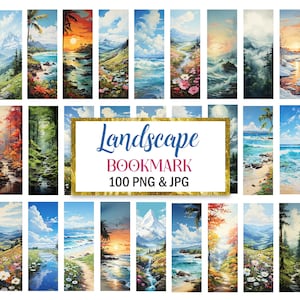 Landschapsbladwijzer PNG, bladwijzersublimatie, natuur, lente, winter, bergen, bos, digitale download