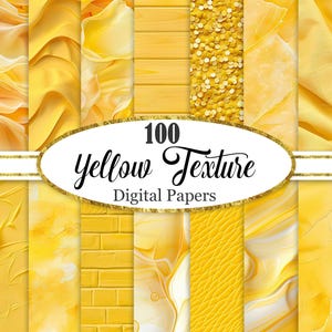 Gelbes digitales Papier, Gelber Hintergrund, Gelbe Textur, Holz, Ziegelwand, Scrapbook-Papier, digitaler Download