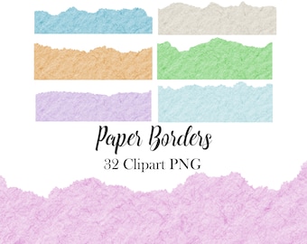 Clipart bordo carta, PNG carta strappata, album di ritagli, diario spazzatura, carta colorata, download digitale