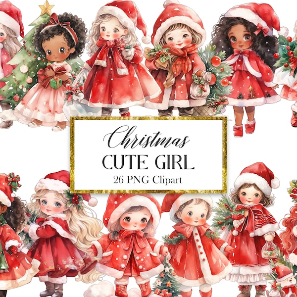 Christmas Girl PNG Clipart, Christmas Cute Girl Sublimation, Digital Download