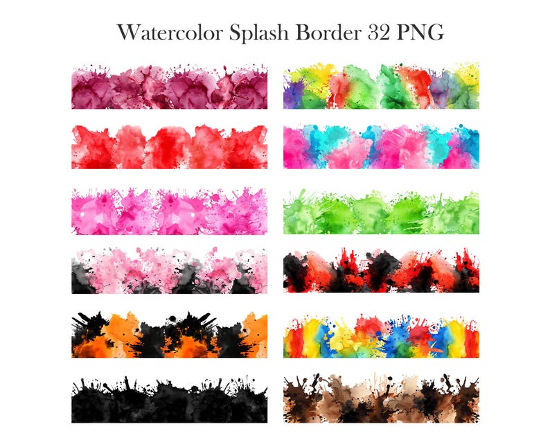 Watercolor Splash Border PNG, Splatter Borders Clipart, Colorful ...