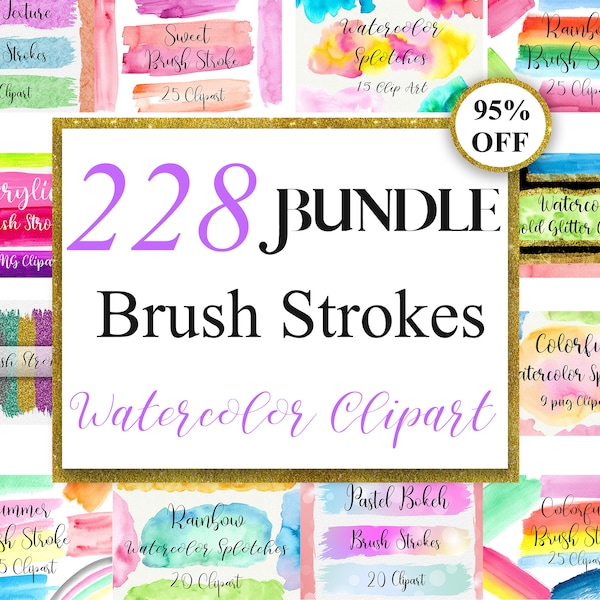 Watercolor Brush Stroke Clipart Bundle Watercolor Splash Clipart png Watercolor Splotch