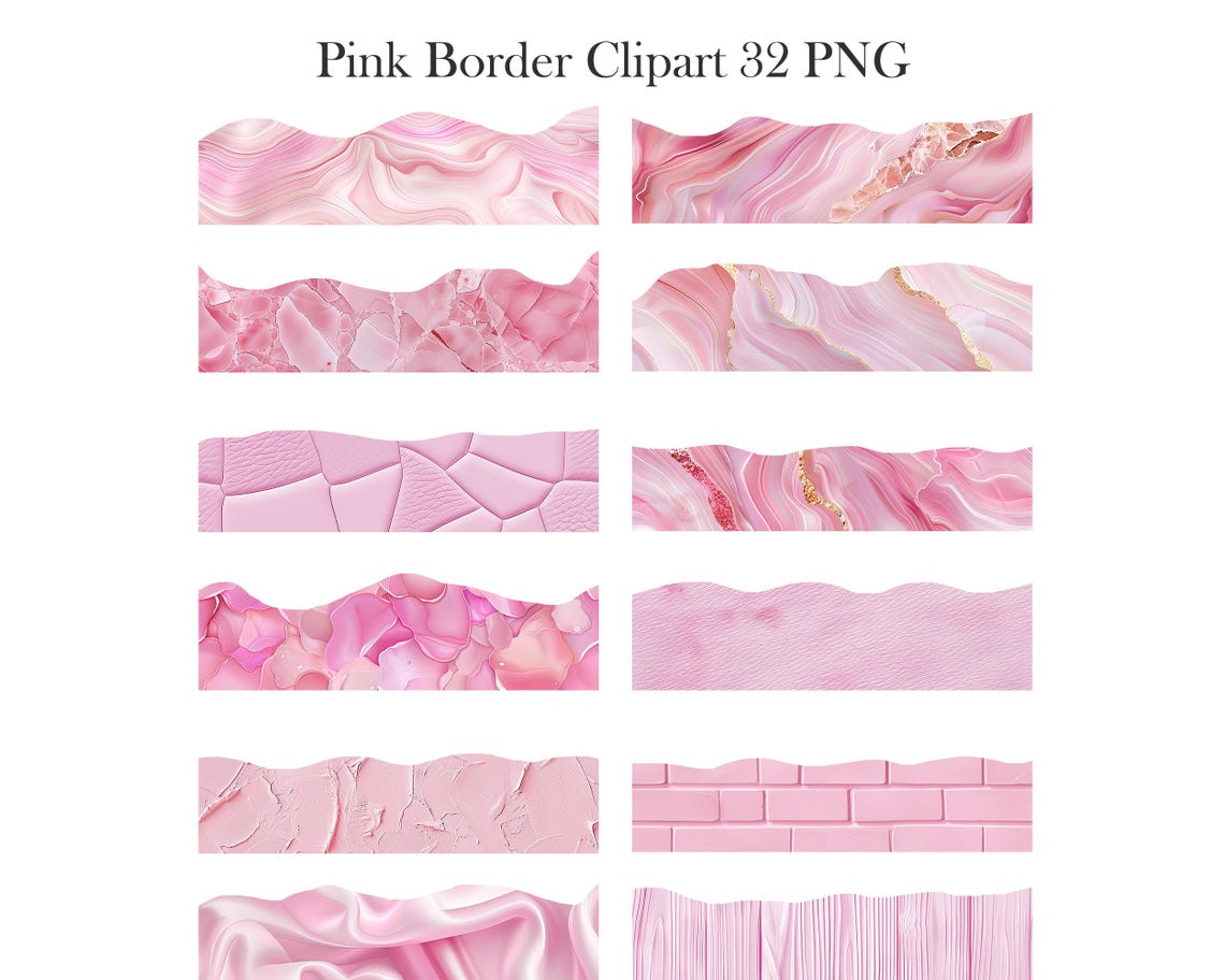 Pink Border Clipart, Pink Texture Borders PNG, Scrapbook, Junk Journal ...
