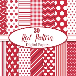 Red Digital Paper, Red Background, Scrapbook Paper, Red Texture, Valentine, Digital Download