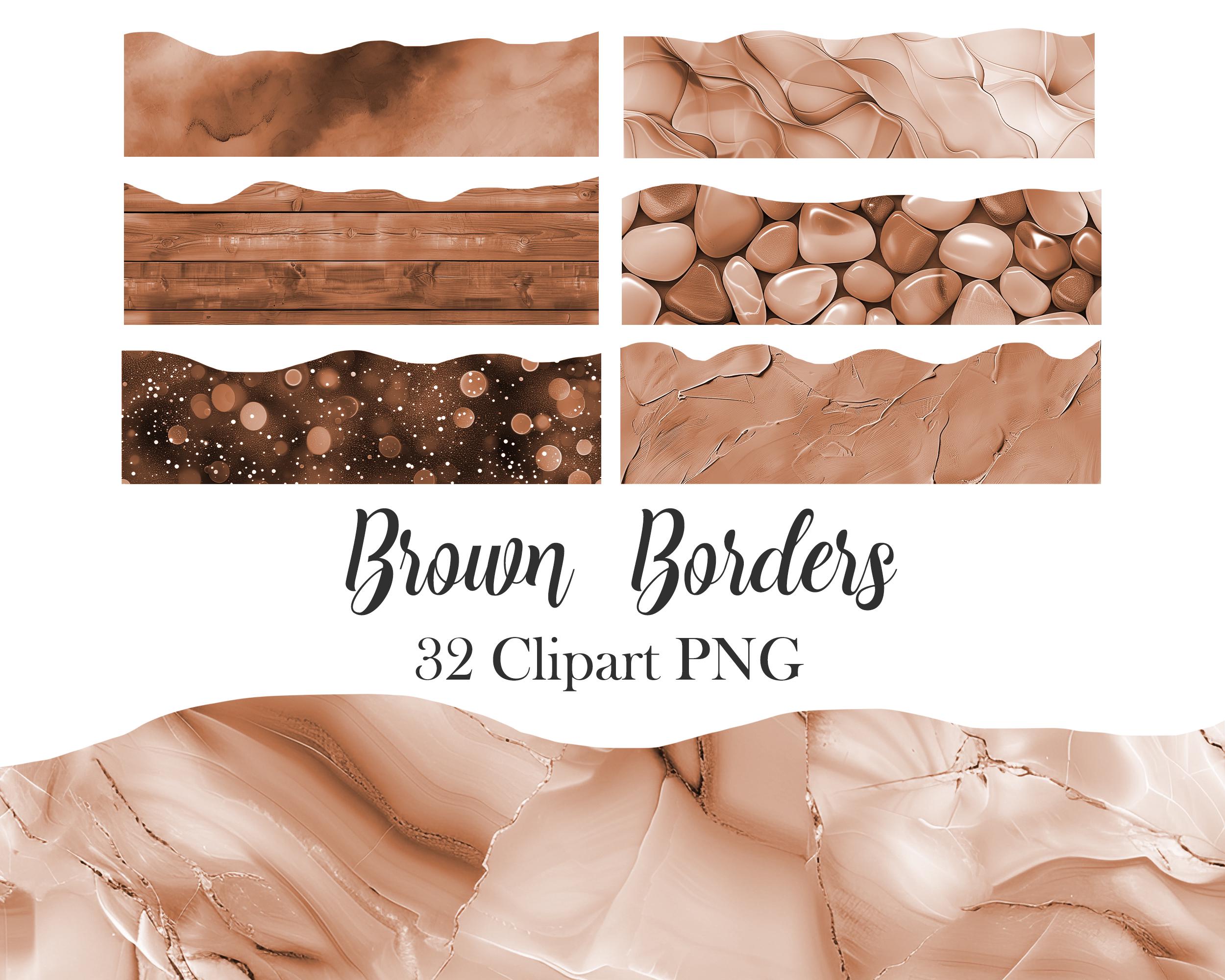 Brown Border Clipart, Brown Texture Borders PNG, Scrapbook, Digital ...