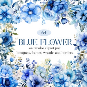 Flor Azul PNG Clipart Aquarela, Buquê De Flores De Casamento, Guirlanda Floral Aquarela Clipart
