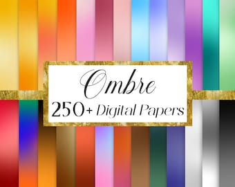 Ombre Digital Paper, Scrapbook Paper Pack, Rainbow Digital Paper Bundle, Junk Journal, Pastel Papers, Gradient Background, Digital Download