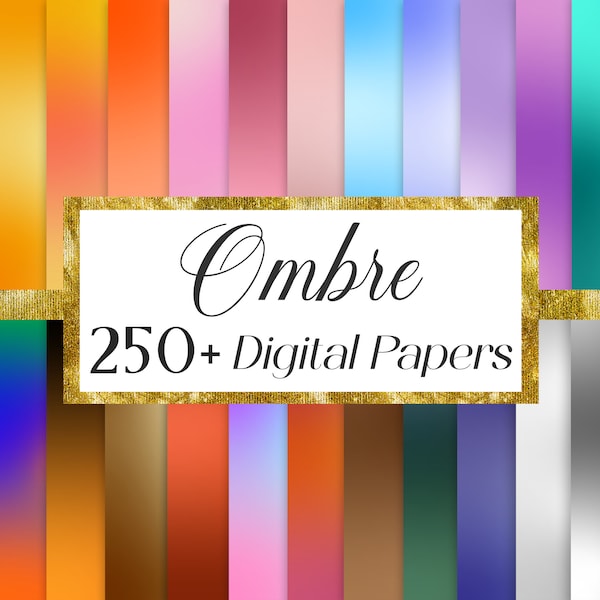 Ombre Digital Paper, Scrapbook Paper Pack, Rainbow Digital Paper Bundle, Junk Journal, Pastel Papers, Gradient Background, Digital Download