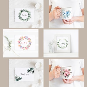 Blomma Clipart Bundle, Akvarell Blommig Clipart, Blomma PNG Bundle, Sublimering, Blombukett, Krans, Digital Nedladdning bild 10