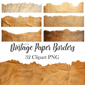 Imágenes prediseñadas de borde de papel vintage, papel rasgado, álbumes de recortes, diario basura, descarga digital