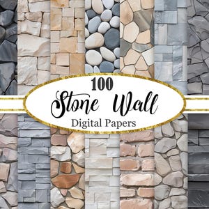 Papier numérique pour mur en pierre, lot de fond en pierre, texture, papier de scrapbooking, téléchargement numérique