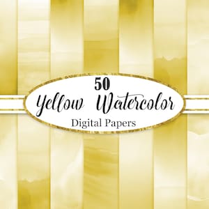 Yellow Watercolor Digital Paper, Yellow Background, Yellow Texture, Scrapbook Paper, Digital Download