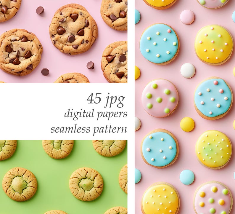 Cookie Digital Paper, Dessert Background - Etsy