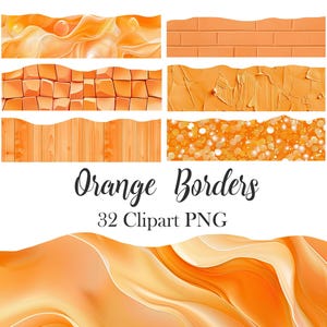 Orange Border Clipart, Orange Textur Borders PNG, Scrapbook, digitaler Download