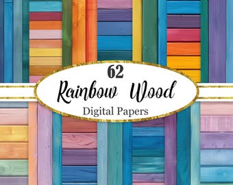 Carta digitale in legno arcobaleno, sfondo in legno, texture colorata, carta per scrapbooking, download digitale
