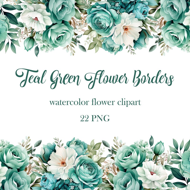 Teal Rant Border Teal Watercolour Borders - Etsy