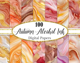 Autumn Digital Paper, Alcohol Ink Background Bundle, Autumn Texture, Scrapbook Paper, Digital Download