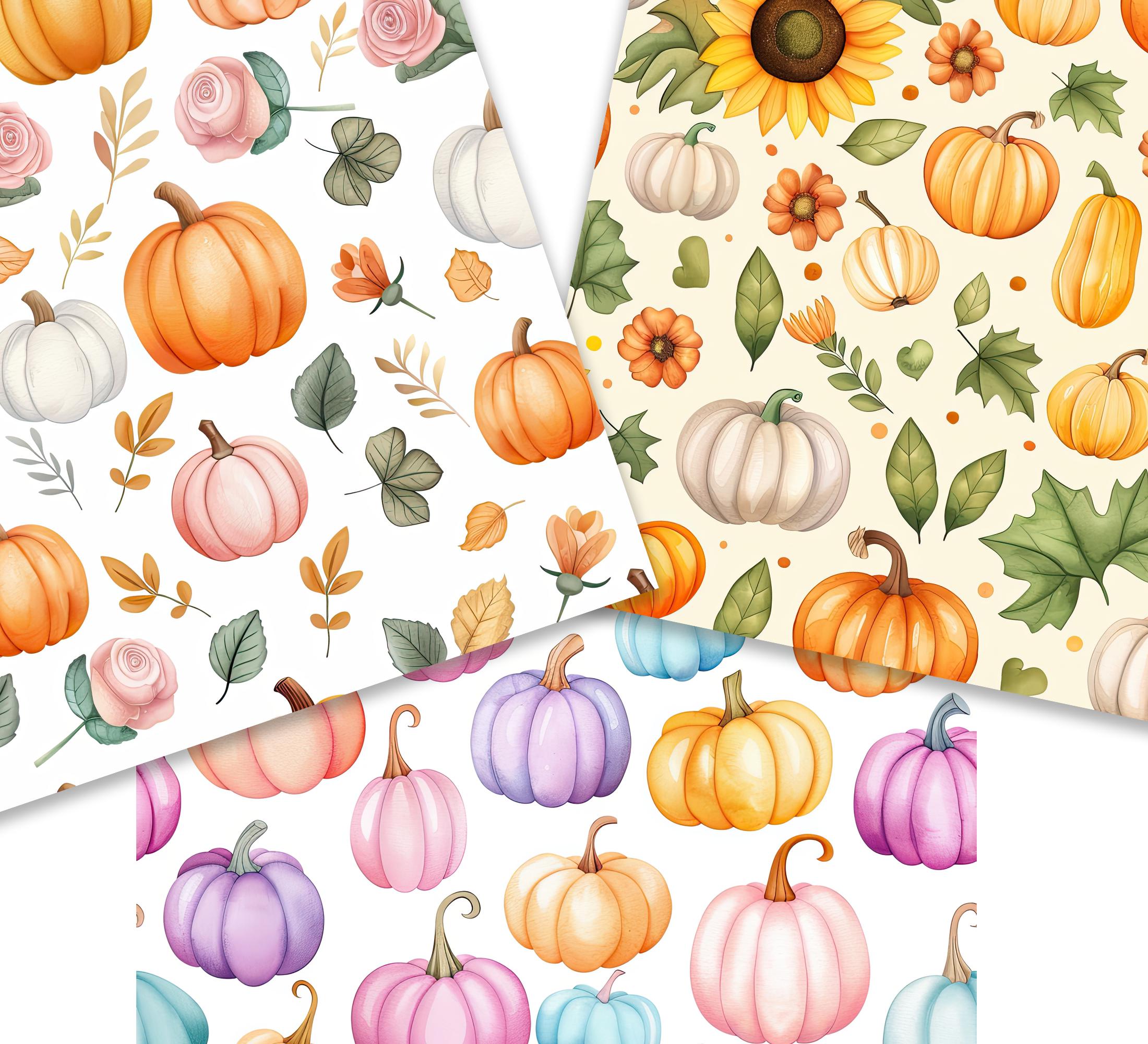Pumpkin Digital Paper, Pumpkin Background Bundle, Scrapbook Paper ...