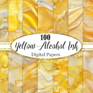 Carta digitale gialla, sfondo con inchiostro alcolico giallo, carta per scrapbooking, texture, download digitale