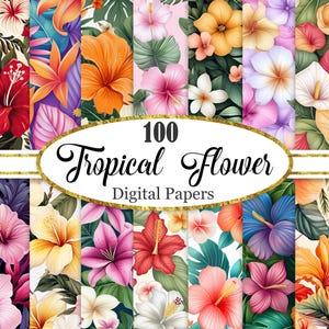 Tropische Blume Digital Papier, Blume Hintergrund, Scrapbook Papier, Sommer Floral, digitaler Download