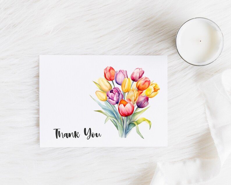 Colorful Tulip Watercolor Clipart, Tulip PNG, Watercolor Floral Clipart Bouquet Wreath, Spring Flower, Digital Download image 7